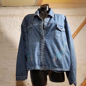 CAL Fashion Vtg Embroidered Women's Jean Jacket XXXL